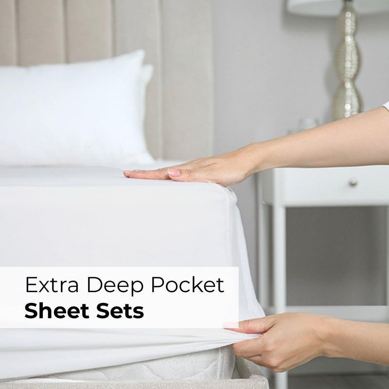 Extra Deep Pocket Sheets - 4 Piece Sheet Set - Deep Pocket Twin Sheets - Extra Deep Pocket Twin Sheets - Deep Fitted Sheet Set - Extra Deep Pocket Twin Size Sheets - Easily Fits Extra Deep Mattresses