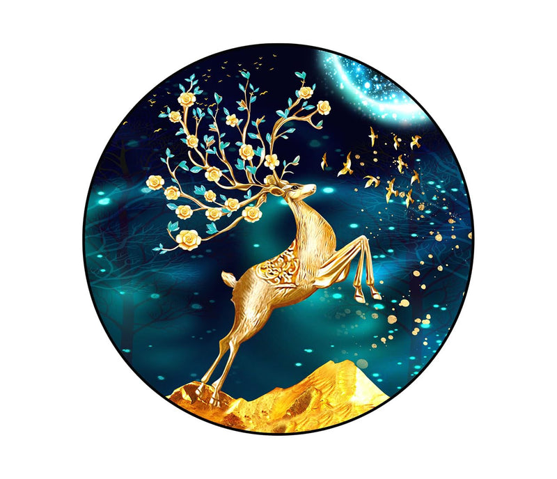 Merical Golden Deer| Size 47 X 47Cms | Wall Stickers for Home, Hall, Bedroom, Kitchen and Living Room