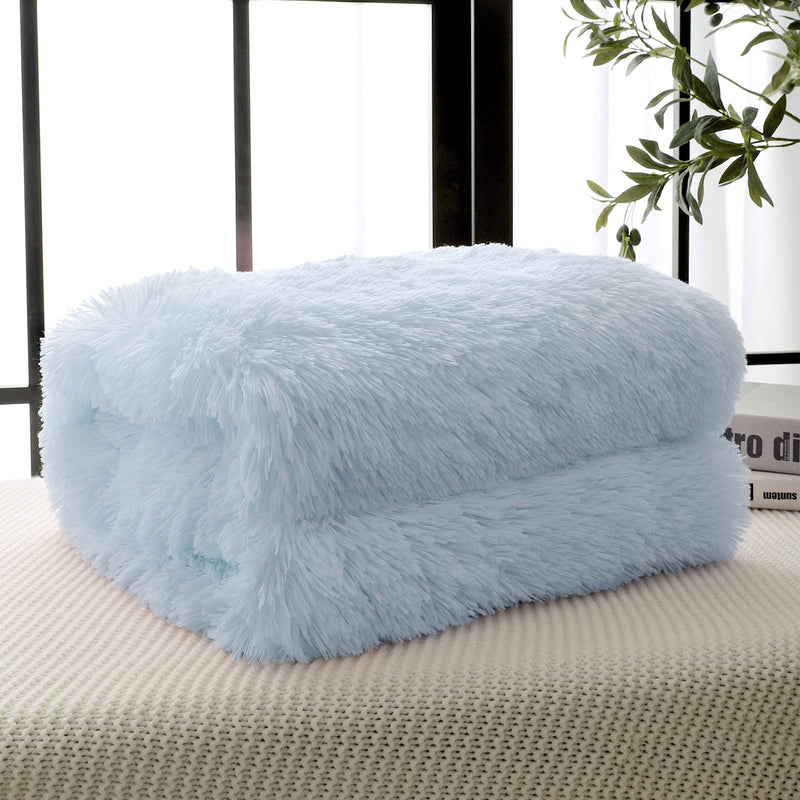 BENRON Light Blue Throw Blankets, Super Soft Shaggy Fuzzy Sherpa Blankets, Cozy Warm Lightweight Fluffy Faux Fur Blankets for Bed Couch Sofa Photo Props Home Decor, Washable 60"x80"