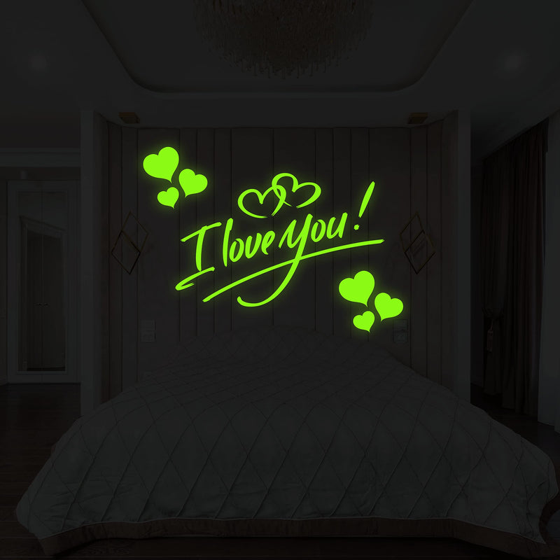 Ashamohar Vinyl Themed Beautiful Medium Galaxy of Stars I Love You Radium Night Glow for Bedroom/Living Room Wall Sticker (Pack of 1)