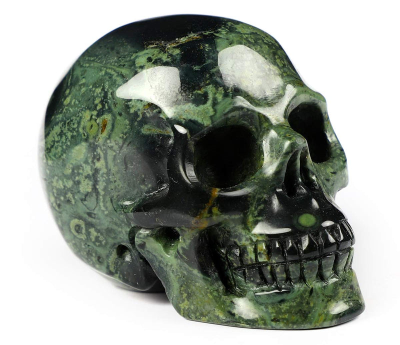 Skullis 2.0" Kambaba Crystal Skull, Hand Carved Gemstone Fine Art Sculpture, Reiki Healing Stone Statue.1