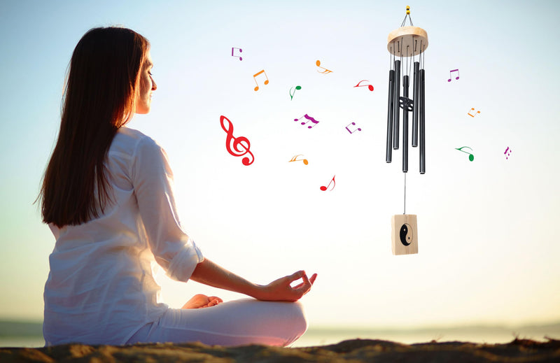 AATHIRVILLA Wind Chimes for Home Balcony Decorations | Positive Sound Energy in Home | Deep Tone Soothing Melodic Tones | Create a Zen Atmosphere in Home | Classic Black Metal Pipes with Wind Catcher