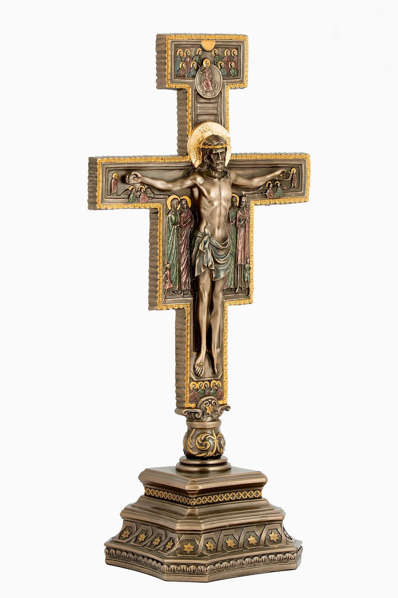 VERONESE San Damiano Crucifix on Stand Sculpture 14" Tall