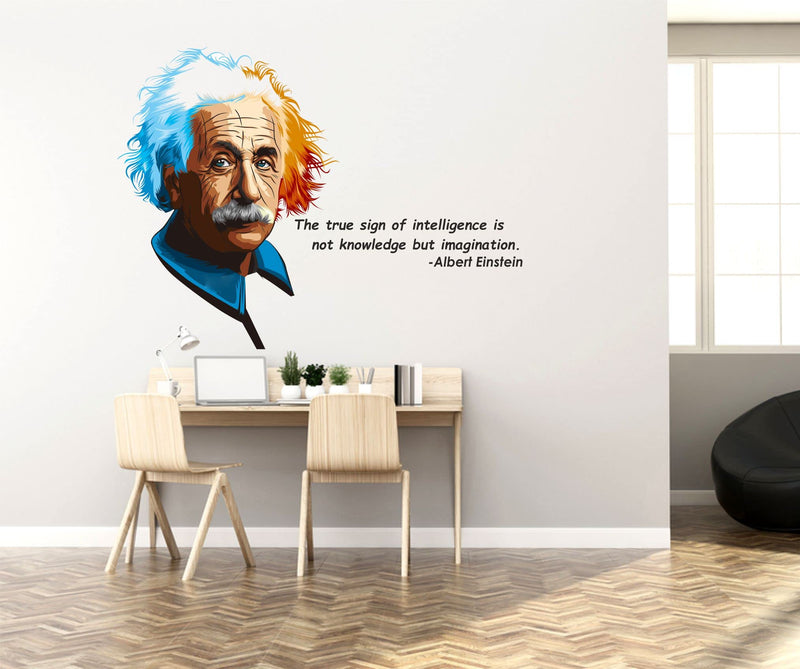 Sticker Yard Albert Einstein Imagination Quote Vinyl Wall Sticker for Living Room/Bedroom/Office and All Decorative Wall Stickers Size 76X55CM