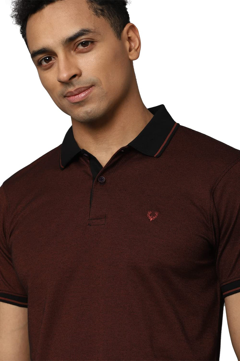 Allen Solly Men's Solid Regular Fit Polo Shirt (ASKPNRGFL33551_Brown