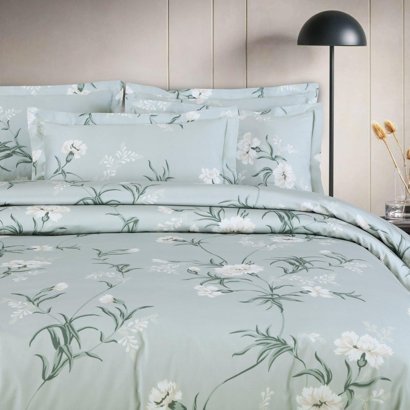 Malako Sion Sage Green Botanic King Size Bedsheet with 2 Pillow Covers