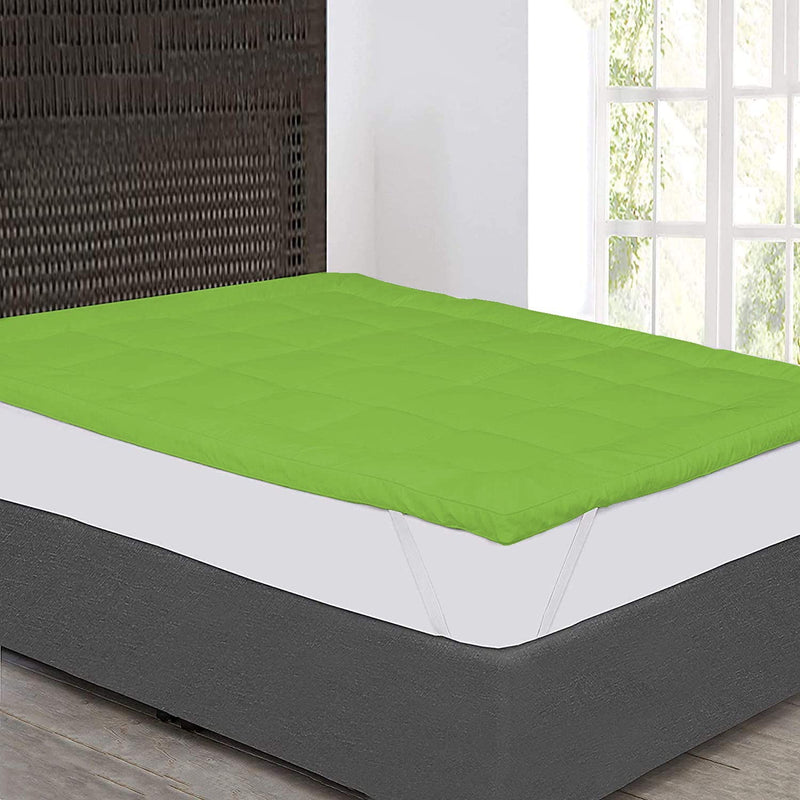 Jaipur Linen 800GSM Hollow Fibre Mattress Padding/Topper Mint Green for Single Bed-36 Inch X 72 Inch