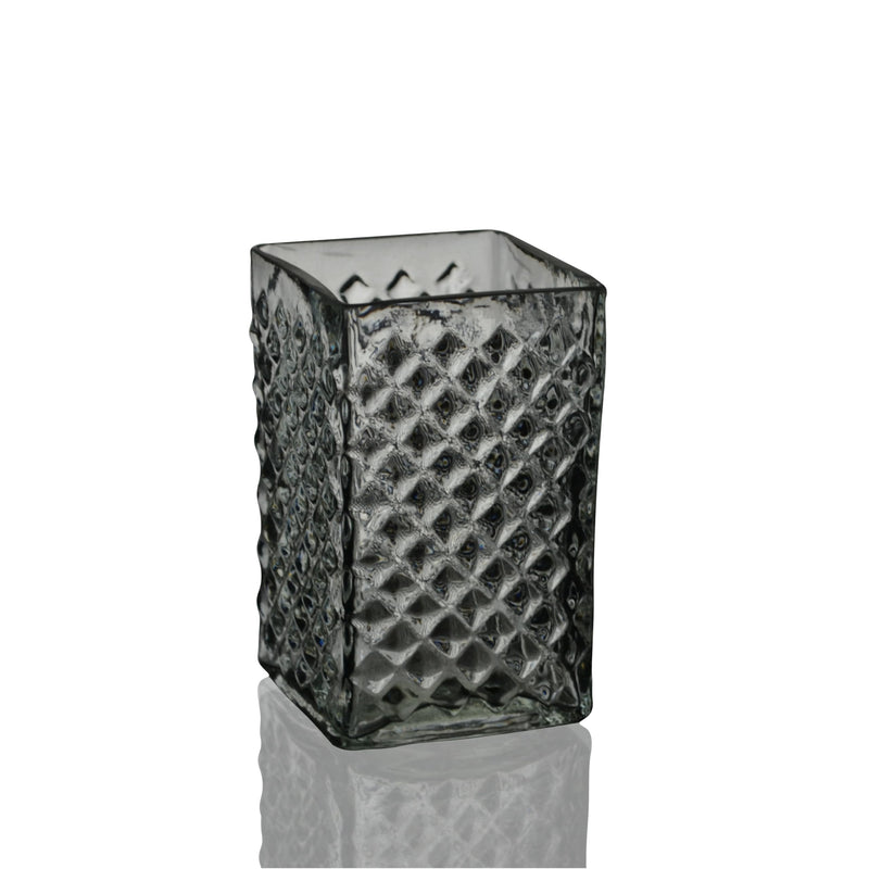 Clear Glass Square Vase for Flower Candle Holder and Showpiece 5 Inch (4x5 Inch, 1)