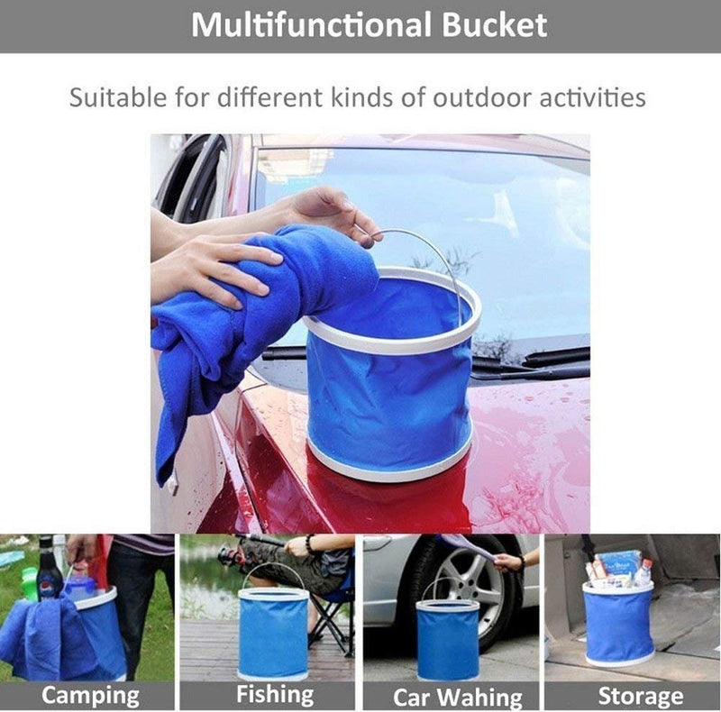 JEMICA Oxford Material with PVC Waterproof Coating Portable Foldaway Water Bucket Collapsible Foldaway Bucket - Portable Foldable Water Pail for Outdoor Camping