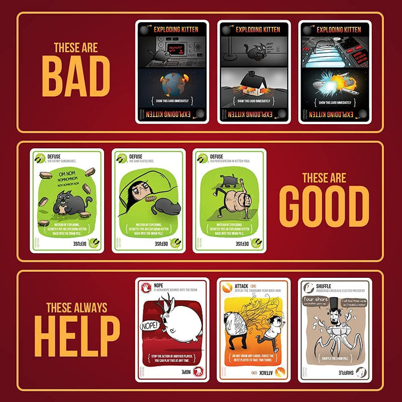 PLUSPOINT Exploding Kittens LLC A Card Game About Kitten and Explosions and Sometimes Goats (Exploding Kittens) (Red Kitten)