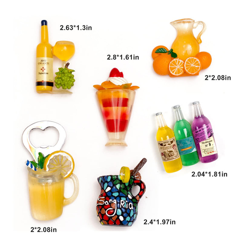 4 Fridge Magnets 3D Resin Magnet Refrigerator Stickers for Refrigerators, Whiteboards, Maps and Other Magnetic Items¡­ (Fruit Juice)