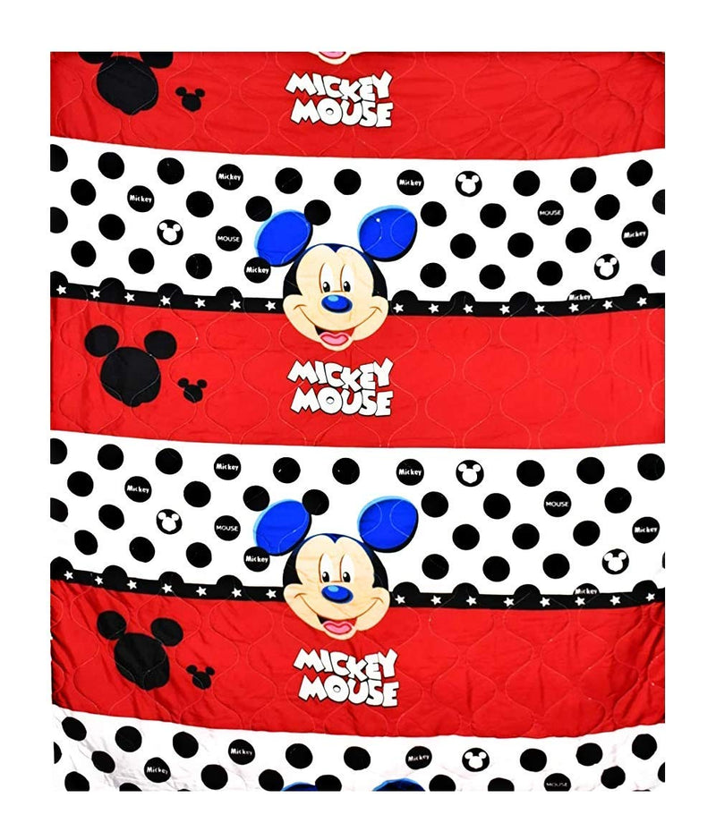 WONDERLOOK Cartoon Print Reversible Single Bed AC Blanket/Dohar Combo Set of 2 Pc | Quilt for Kids | AC dohar for Boys and Girl (Red Micky Mouse and The Pooh Cartoon Prints)