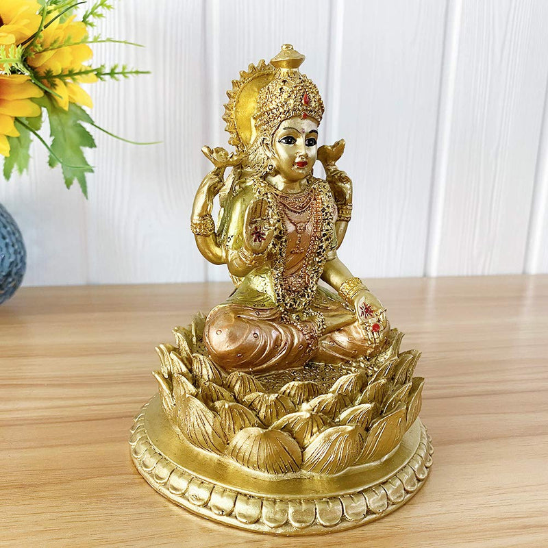 BangBangDa Hindu Goddess Laxmi Statue Sculpture – Indian God Lord Mather Lakshmi Puja Statue - India Pooja Item Murti Idol Figurine Diwali Gifts