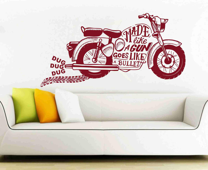 Sticker Hub Bullet Bike Wall Sticker, Vinyl Self Adhesive Bike Rider Wall Sticker_ BS536