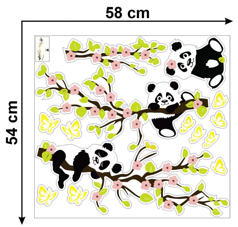 Delight Art Tree with Flower and Panda Wall Sticker Size - (113 * 58) cm Model id - (DAMC00295L)