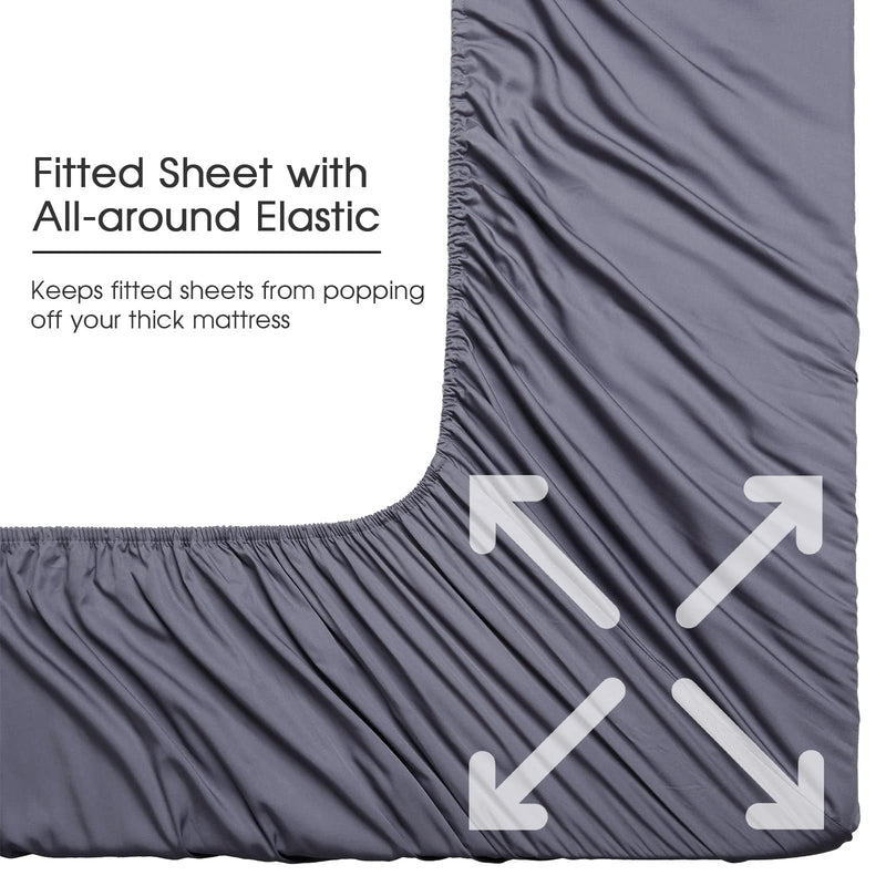 HYPREST Cooling Sheets King, Rayon Derived from Bamboo, Extra Deep Pocket Sheets Fits 18"-24" Thick Mattress, Grey Luxury Silky Soft No Sweat Cooling Sheets for Hot Sleepers