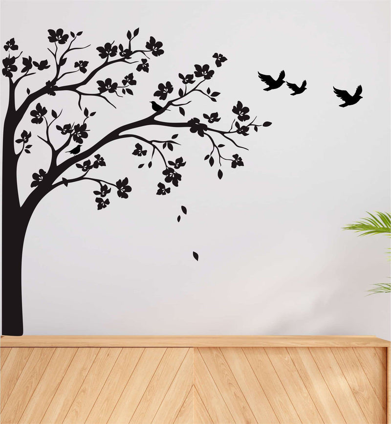 HS DECOR Abstract Trees Leaves Wall Sticker PVC Vinyl Black Wall Stickers for Room Decoration