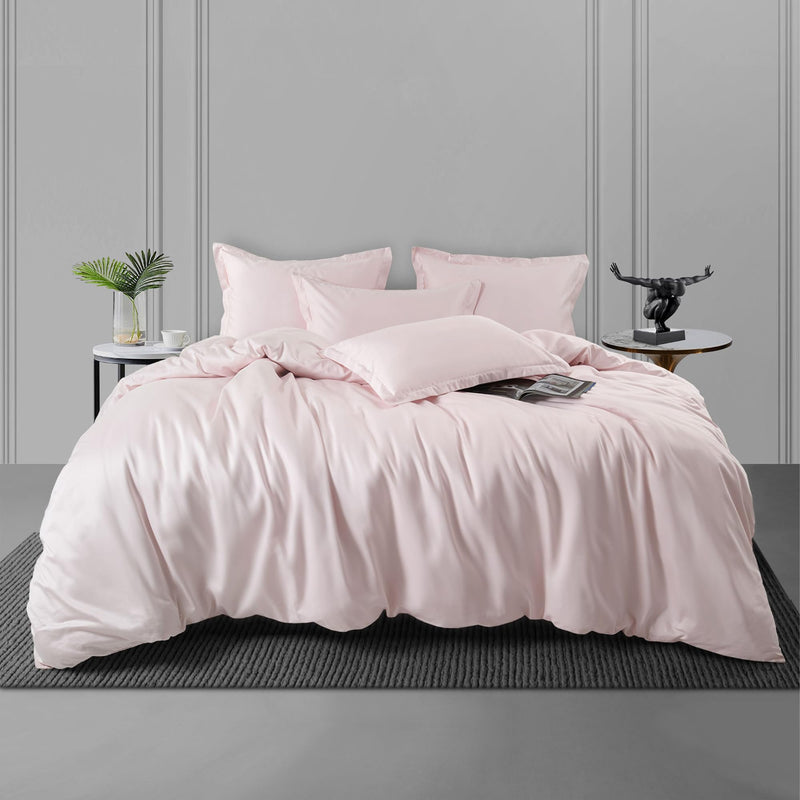 Trident Nectarsoft King Size Bedsheet Set- 100% Cotton- 5-Piece Sheet Set with 4 Pillowcases- Sateen Weave- Superior Softness- 600 Thread Count- King Size Sheets- Luxurious Feel- Light Pink