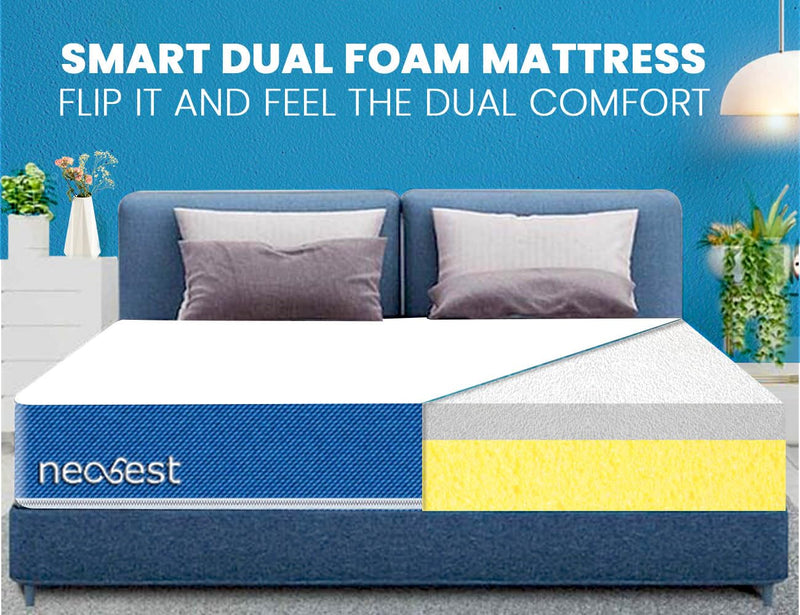 NEOBEST - Orthopedic Dual Comfort Soft & Firm 6 inch King High Resilience (HR) Foam Mattress, 72x72x6 inches (King Size) (72X72X6, King)