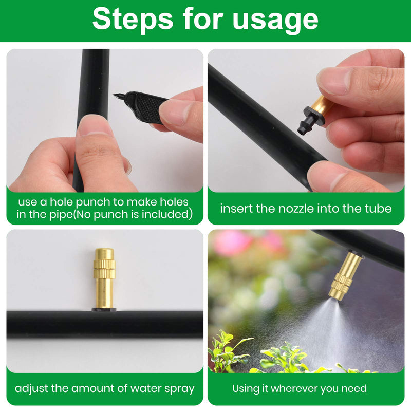 ZIBUYU® Water Spray Nozzle for Gardening Adjustable Copper Misting Water Spray Nozzle for Plants Sprinkler 4/7mm Atomizing Micro Sprinkler Cooling Equipment for Lawn Vegetables Greenhouse - 10 Pcs