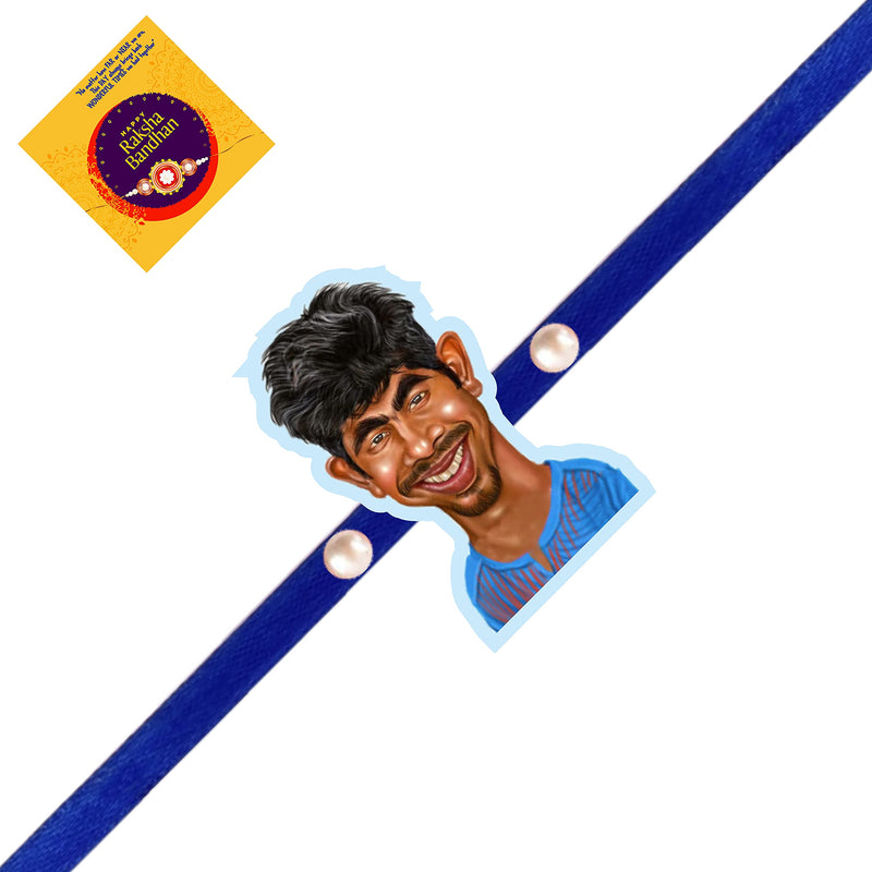 Beingelegant - Fridge Magnet Series - Cricket Bum Bum BUMRAH Magnetic Rakhi for Brother/Kids/Children with Rakshabandhan Greeting Card, Roli & Chawal BEBumrah5589