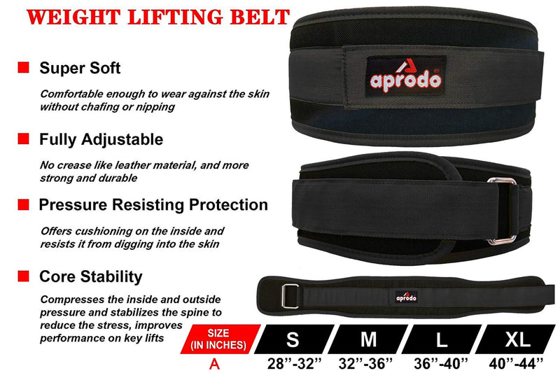 APRODO Fitness Combo Weight Lifting Belt Back Support 4.5 Inch Wide with Extra Premium Wrist Support 1 Pair for Men and Women (BLACK RED COMBO, Medium 32'' - 36'')