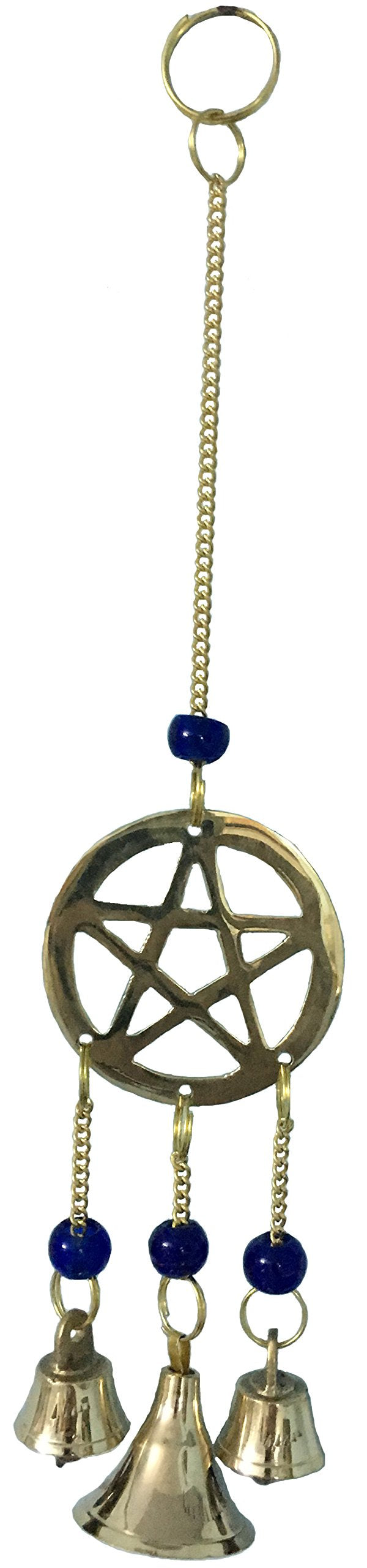 vrinda® Brass Wind Chime, Pentacle with Beads and Bells