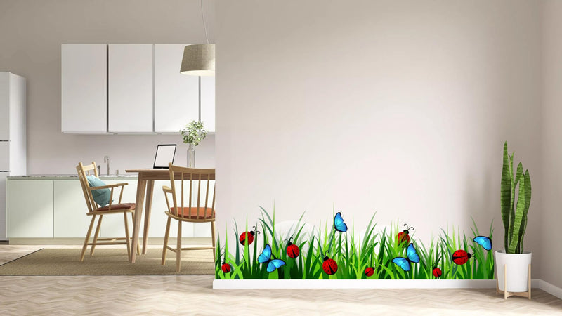 MERICAL Set of 2 Wall Stickers Baby Panda | Beetle in Grass for Home, Hall, Bedroom, Livingroom & Kitchen