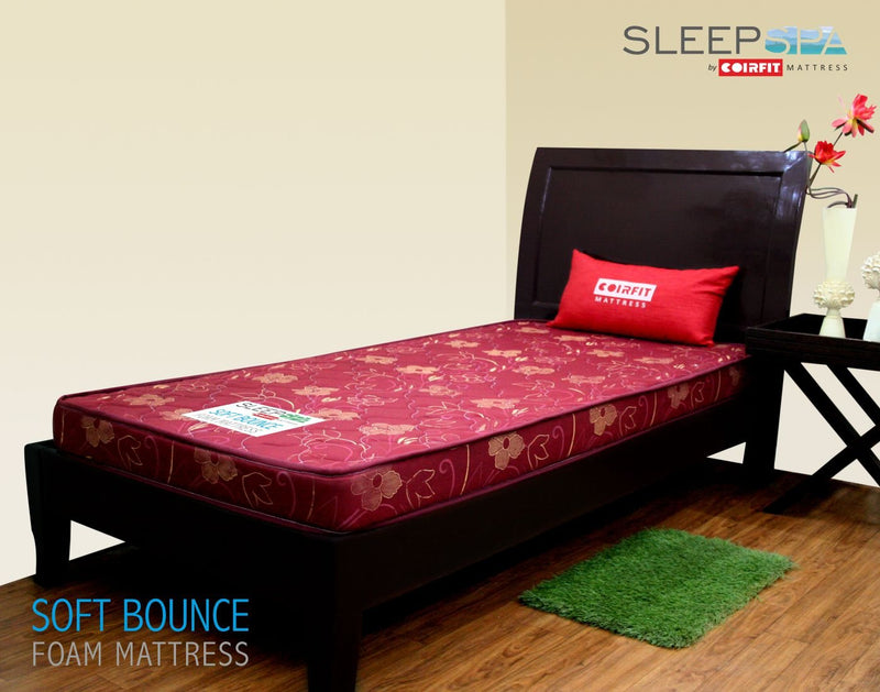 SLEEPSPA by COIRFIT Soft Bounce Herb Fresh Technology | Back Care | Direct from Factory 4 inch Single Size High Density (HD) Foam Mattress with 1 Year Warranty (L X W : 72X36 inch), Maroon