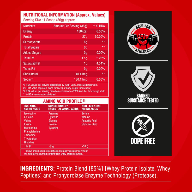 Bigmuscles Nutrition Nitric Whey Protein | 27g Isolate Whey Protein | Informed Choice UK Certified | ProHydrolase Enzyme Tech. for Faster Absorption & Lean Muscle Growth | Unflavoured | 1Kg