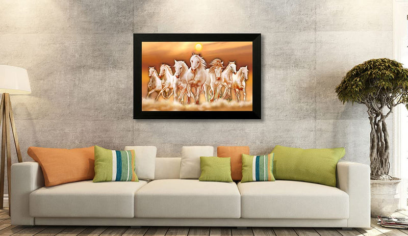 1 Art of Creations Vastu Seven Running Horses UV Textured Framed Digital Reprint 14 inch x 20 inch Painting BANFH6546