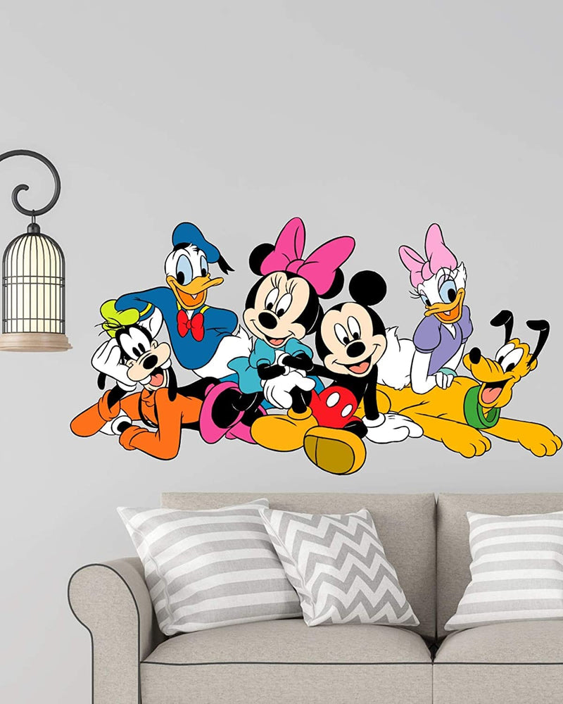 Akki Wold Disney Cartoon Group Mickey Mouse,Minnie Mouse,Donald Duck Vinyl Wall Sticker for Kids Room, Play School (Medium) Size -