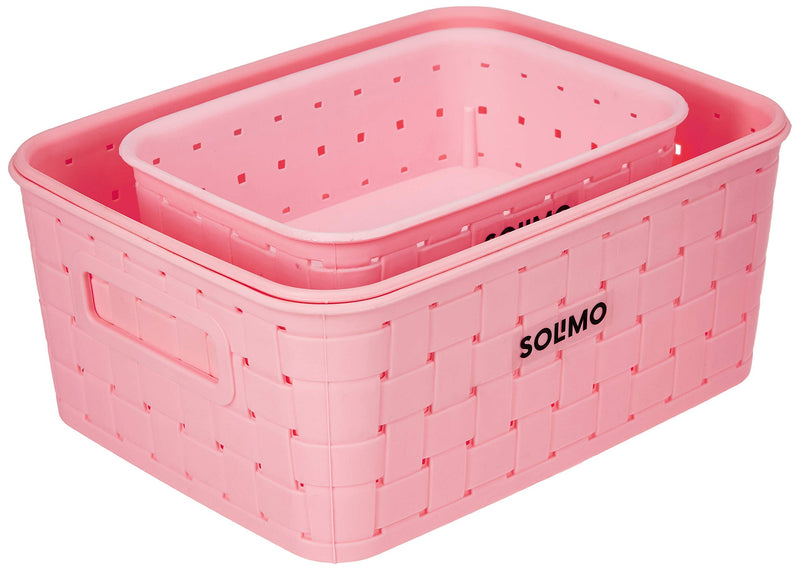 Amazon Brand - Solimo Fruit Plastic Basket Set (3 pieces, Pink)