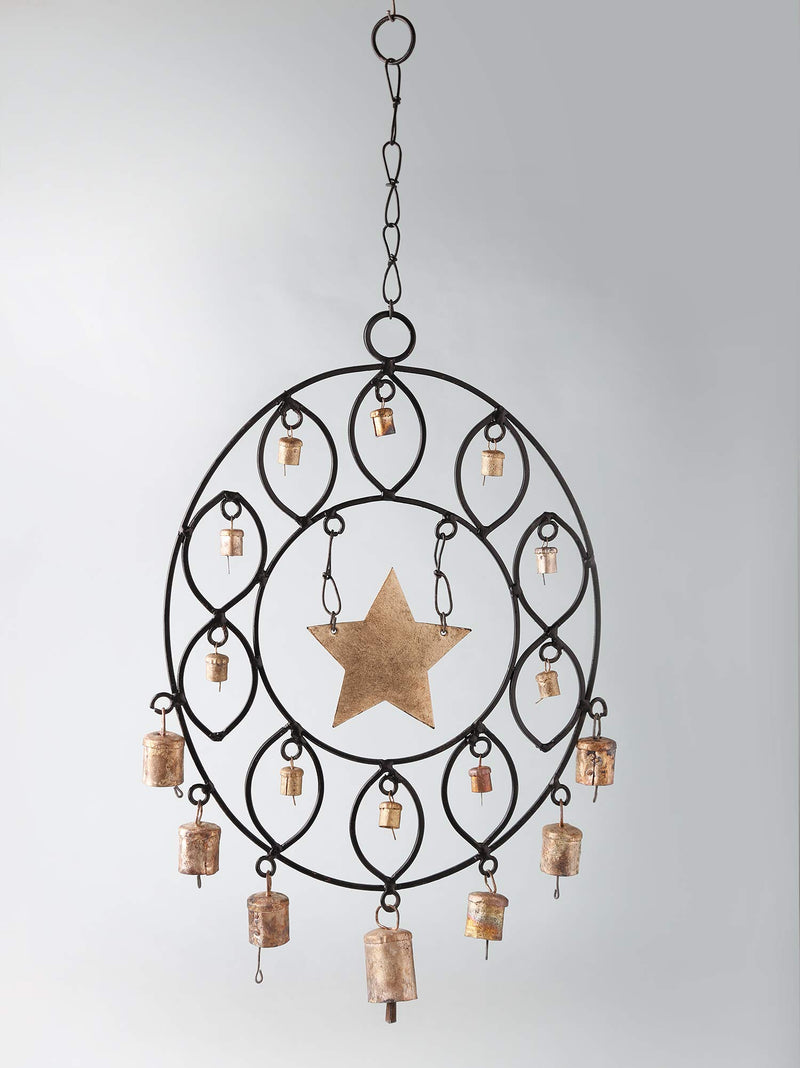 Store Indya Star in A Circle W / 17 with Bells Window Wall Tree Hanging