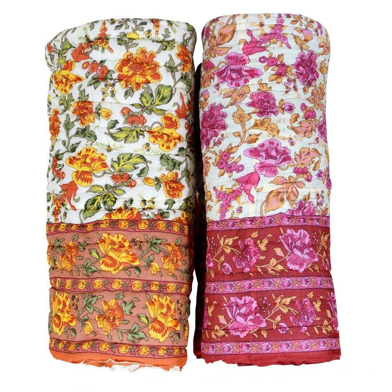 Hopee Shop 210 TC Jaipuri Razai Soft Light Weight Original Pure Cotton Winter and Summer Rajasthani Traditional Jaipuri Ac Quilt Single Bed, Set of 2 (Pink OR Beige