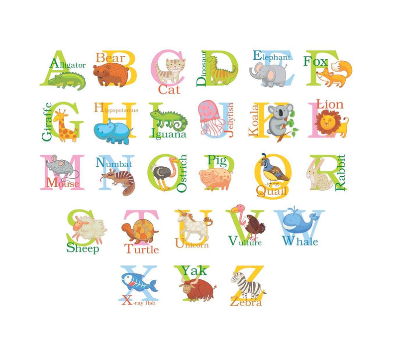 Asmi Collections Wall Stickers Alphabets with Animal Pictures for Kids Room