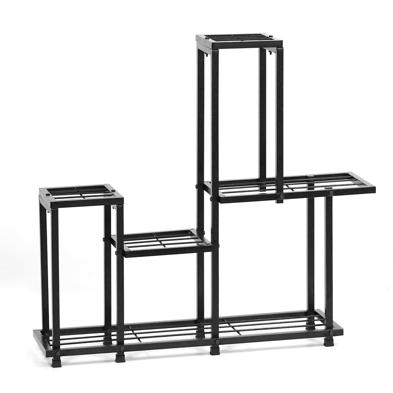 Livzing 5 Tier Metal Planter Stand-Multiple Pot Stand-Display Rack-Multipurpose Flower Pot Rack-Step Tiered Plant Stand-Modern Gamla Stand For Indoor Outdoor-Balcony-Garden-Living Room-Decor-Black