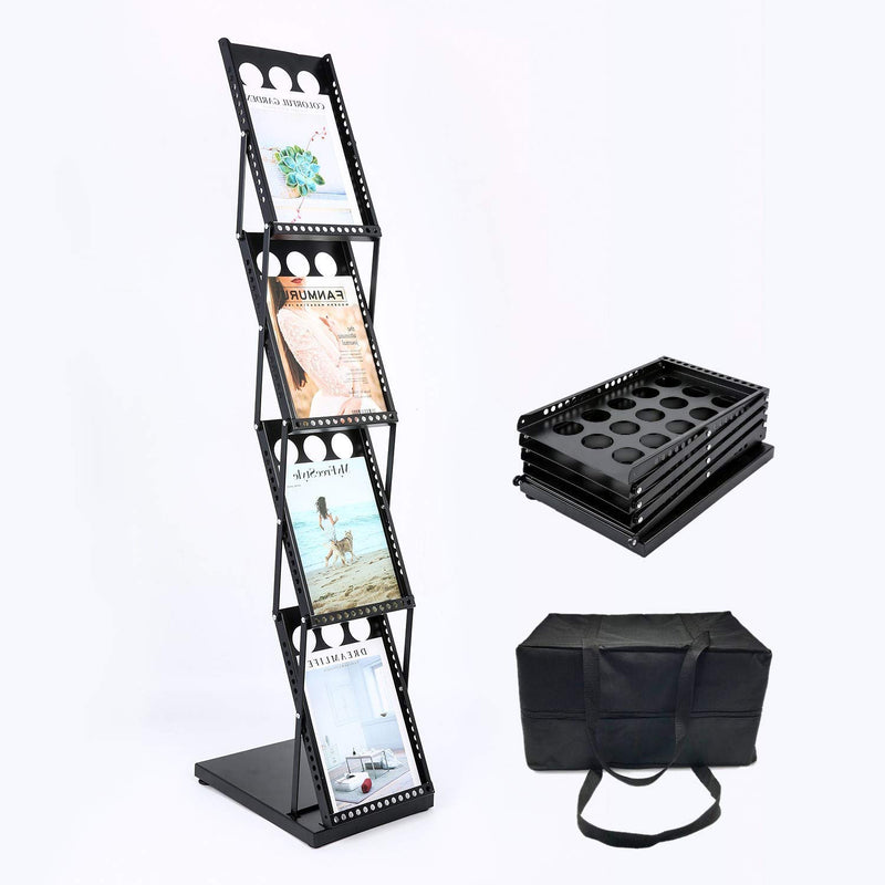 ABHA PRINT Metal Abha Catalogue Stand, Magazine Stand,Portable Brochure Stand Black, Floor, Hanging Shelves, Standard