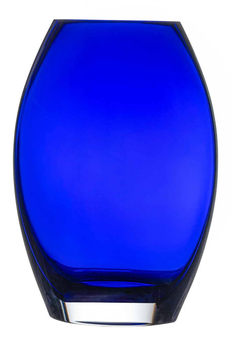 Barski - Handmade Glass - Oval Shaped vase - Cobalt - 8.5"H (8.5 Inches High) Made in Europe