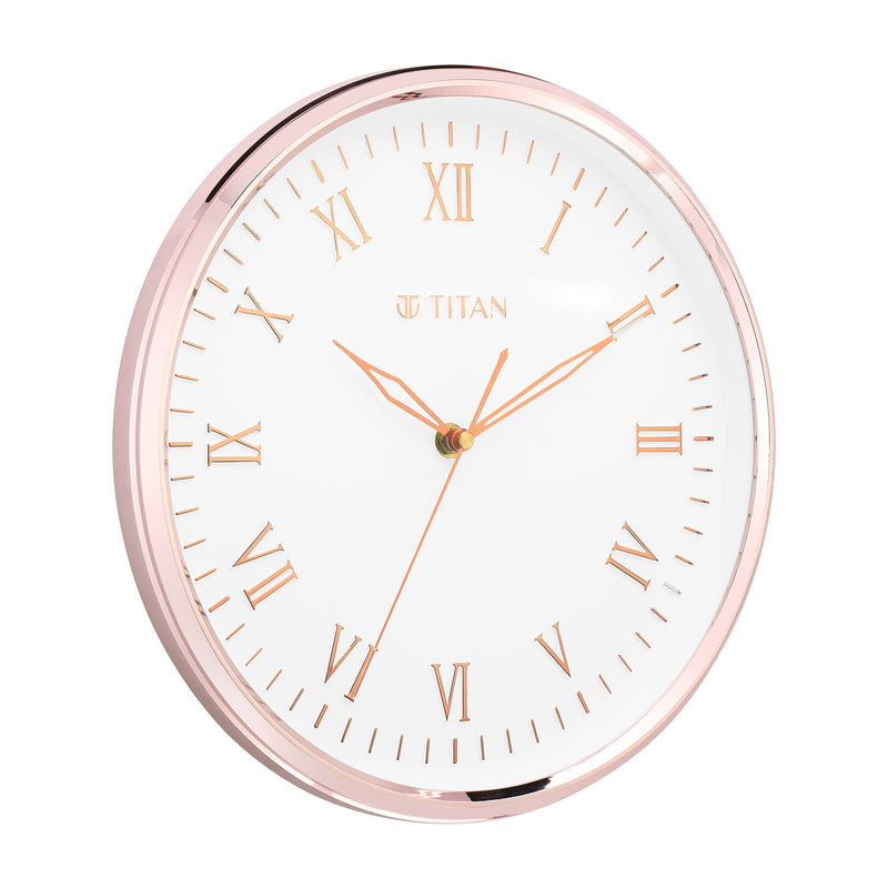 Titan Plastic Classic Rose Gold Wall Clock with Silent Sweep Technology, 30.0 x30.0 Cm (Medium)