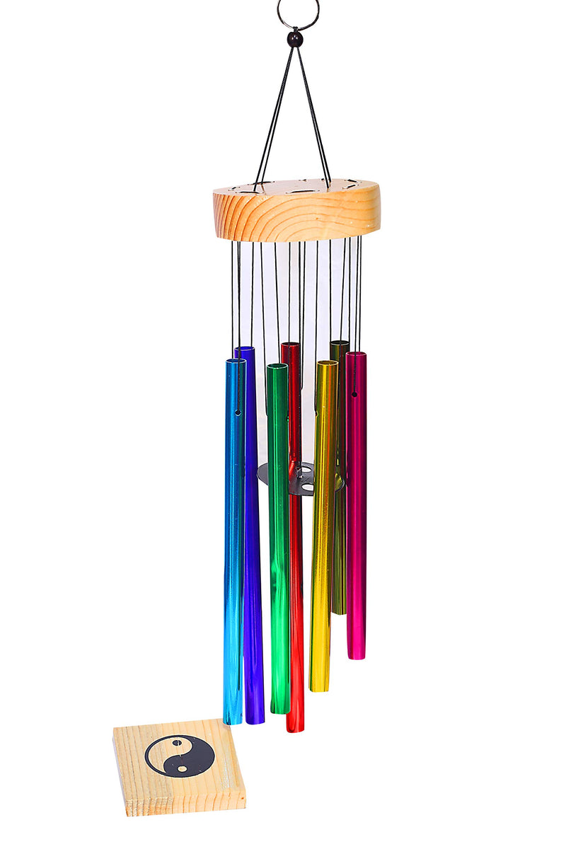 TIMESETL Wood Metal 7 Pipe Wind Chime 30 inch (Multicolor)