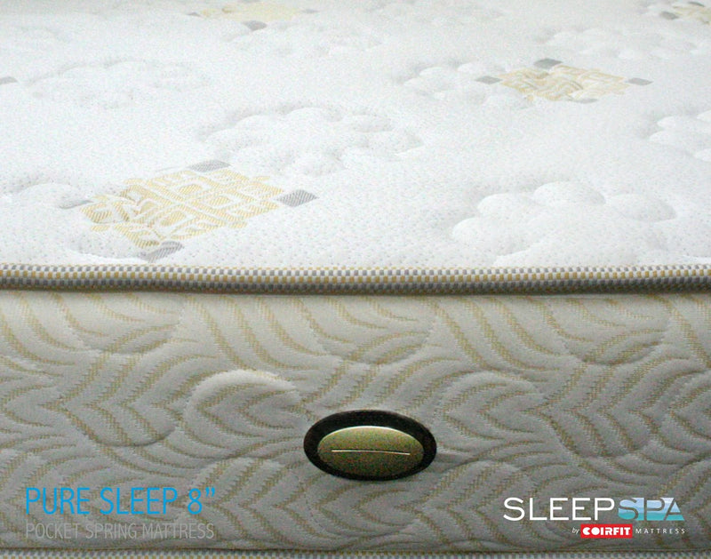 SLEEPSPA by COIRFIT Pure Sleep Premium Orthopaedic 8' Inch Single Size Pocket Spring Mattress | Zero Partner Disturbance Mattresses, Medium Firm with 7 Year Warranty (78 x 36 x 8, Beige)