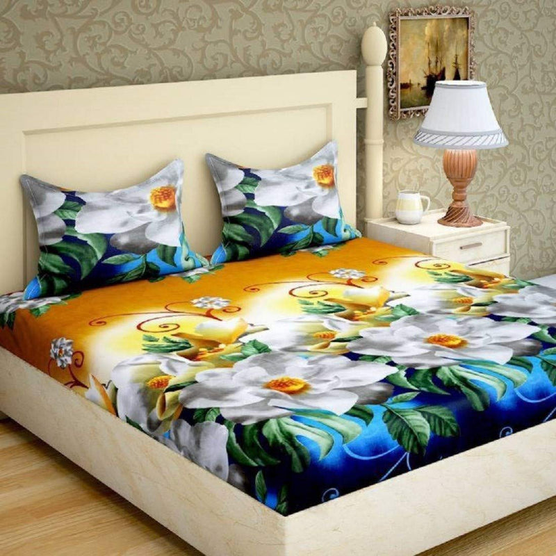 NISH Craft DUTI Smart Creation 104 TC Microfiber Double 3D Printed Flat Bedsheet (Pack of 1, Multicolor) 3D- 3D Flower- Double