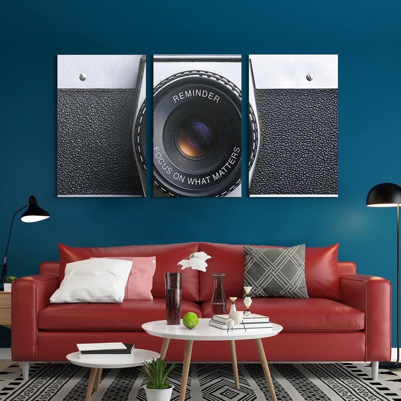 GADGETS WRAP Canvas Gallery Wrap Framed for Home Office Studio Living Room Decoration (3Part, 14x27inch Each) - Focus On What Matters