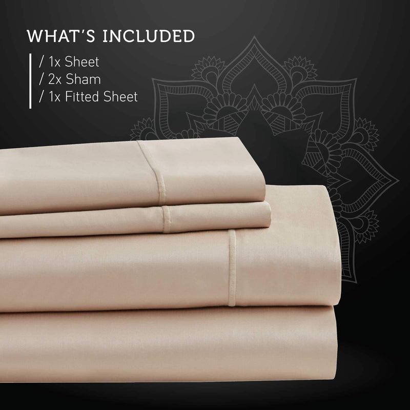 Hyde Lane 1000TC Organic Cotton Cal King Sheet Set Taupe| 4 Piece - Fitted, Flat Sheet & Shams | Stretches Up to 18” to Easily Cover Large Bed Sizes | Superior Softness - Shrink & Pilling Proof