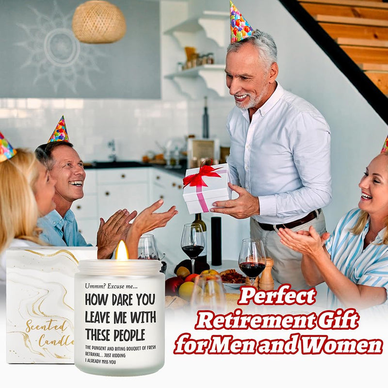 AREOK Funny Retirement Gifts for Women Coworker - Farewell Gifts for Coworkers Women Friends Lavender Retirement Candle for Women