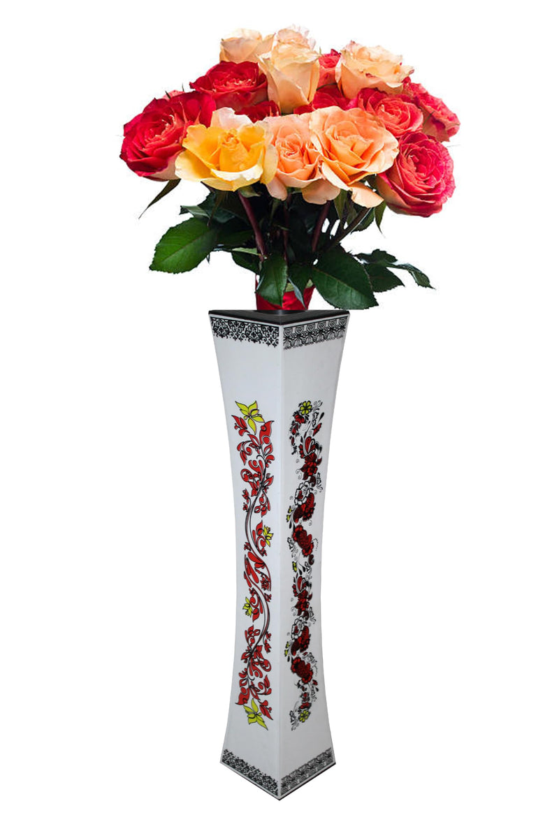 Unique Spanglers Indoor Flower Vase with Beautiful Printed Design PP (Polypropylene) Vase (24 inch, White)…