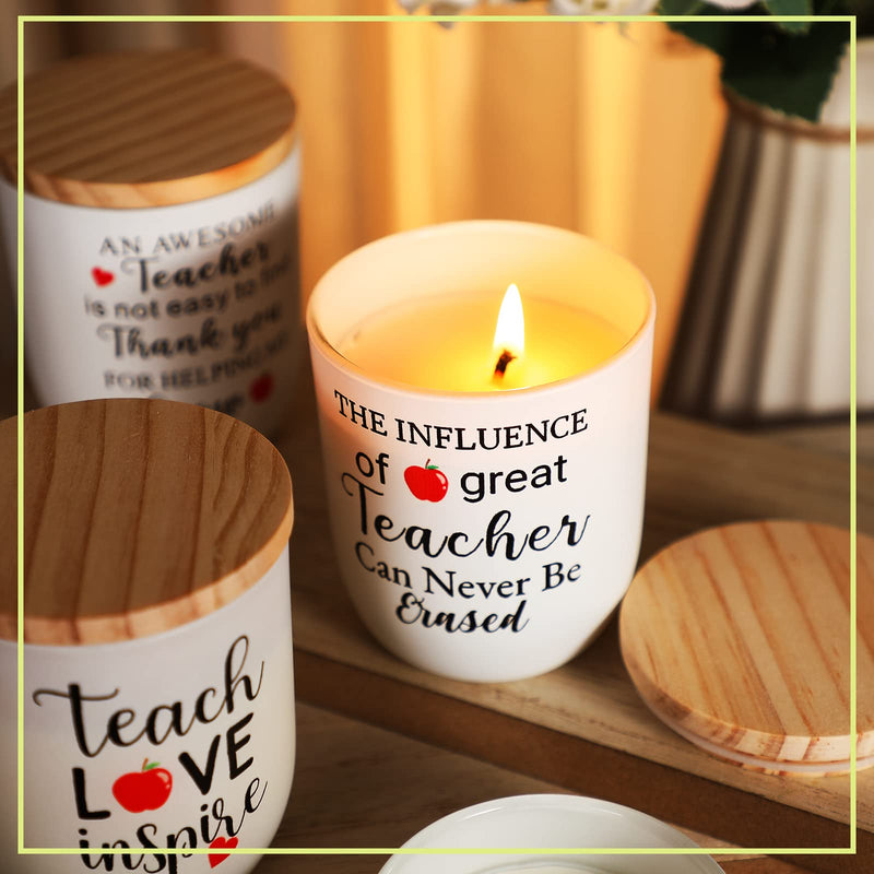 Sinmoe 4 Pcs Teacher Gifts for Women Teacher Appreciation Candle Gifts with Lids Funny Stress Relief Teacher Gift Relaxing Scented Jar Candles for Teacher's Day Birthday Retirement Thanksgiving