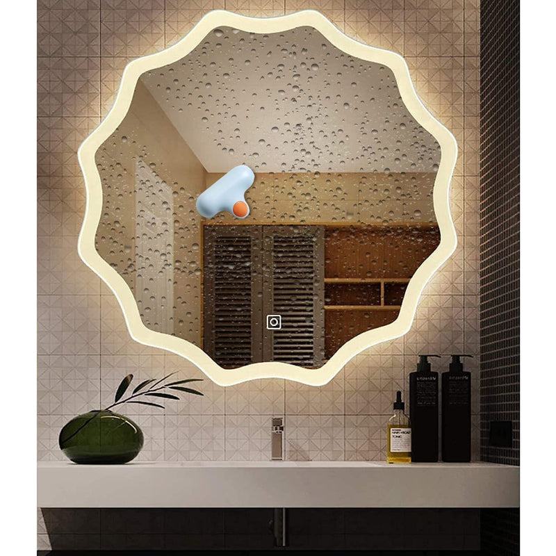 Crystal Design Aldona LED Mirror - Wall Mounted Bathroom Mirror Vanity Office Mirror Makeup Mirror, Unframed(30 incj)