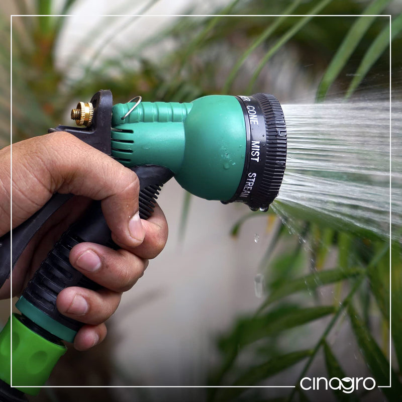 CINAGRO™ - Heavy Duty 3 Layered Braided Water Hose Pipe (Size : 1/2 inch - Lenght : 10 Meters) with 8 Mode Sprayer Nozzle, Garden, Car Wash, Floor Clean, Pet Bath, Easy to Connect